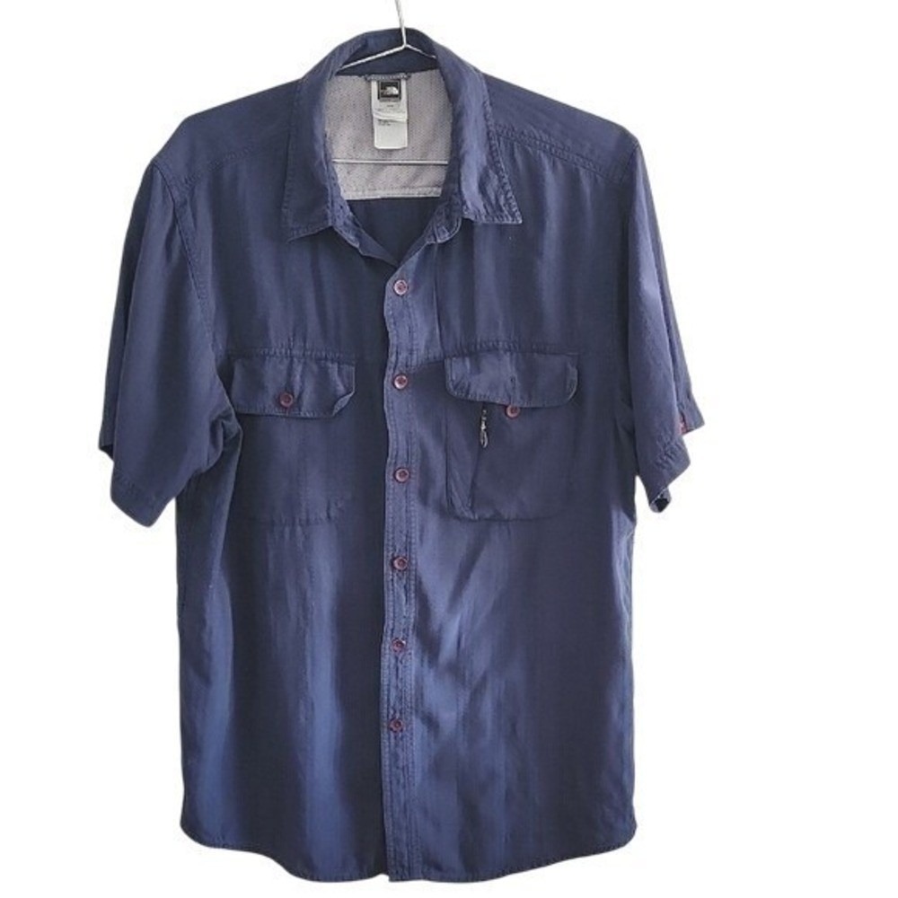 The North Face Button Down Shirt Mens Medium Blue Hiking Travel Gorpcore Casual